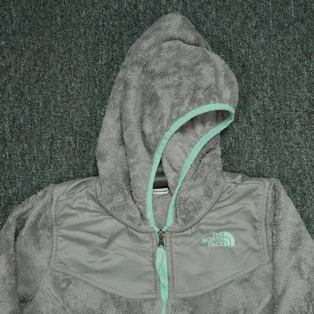 The North Face Jacket Girls Medium Gray Oso Hoodie Full Zip Pockets Hooded Youth